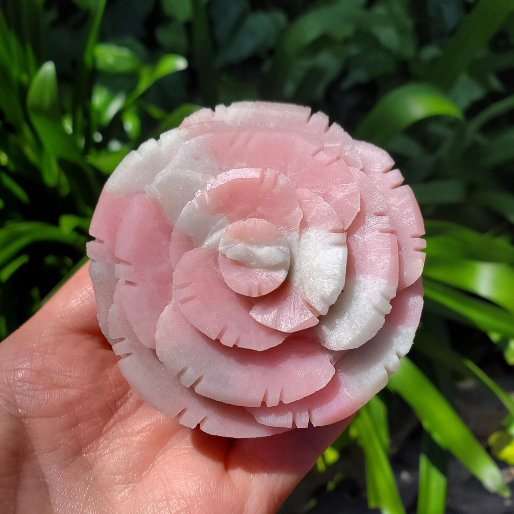 Cute Pink Opal Flower - Activates Heart Chakra, Strengthens Connection To Yourself, Individuality - Pink Crystal Flower Carving Gemstone