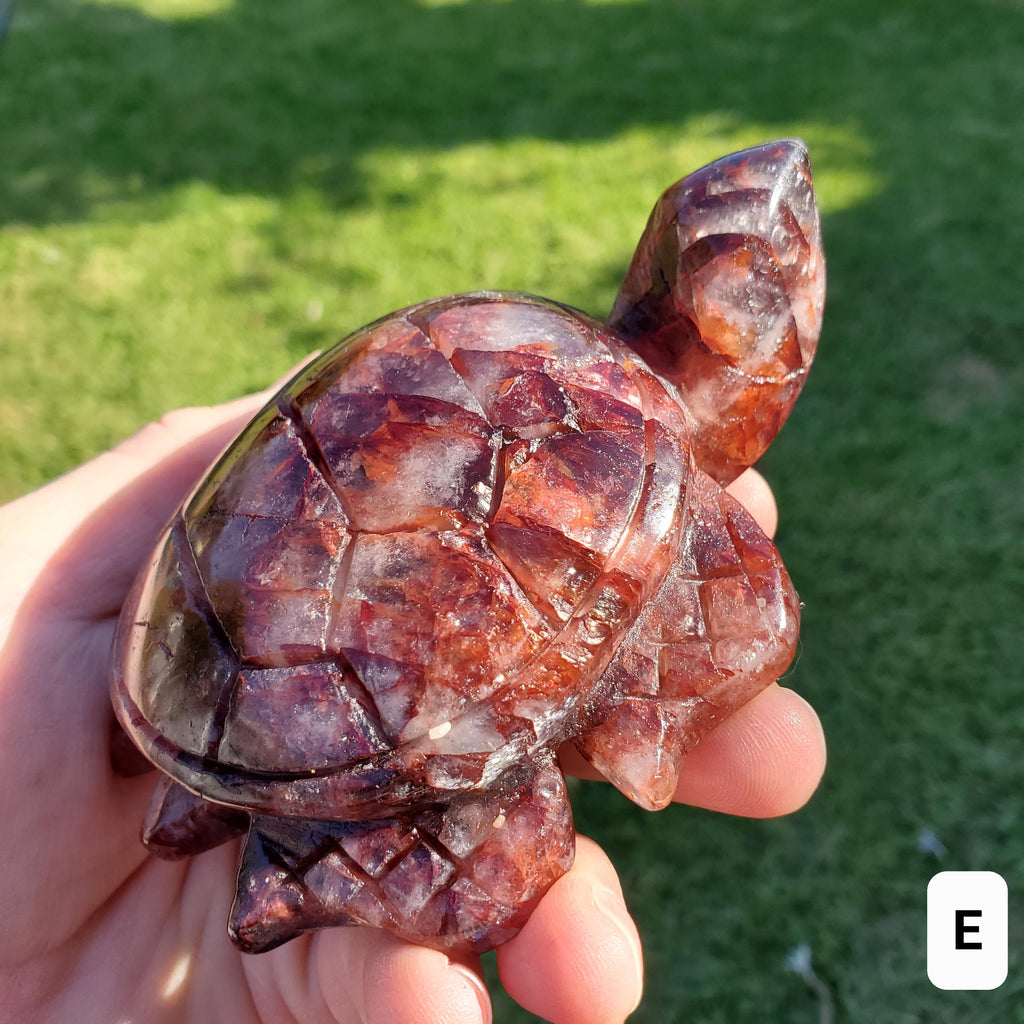 Flashy Fire Quartz Turtle - Energizing, Motivation, Vitality, Reflection, Renewal - Crystal Turtle Carving Healing Gemstone Decor