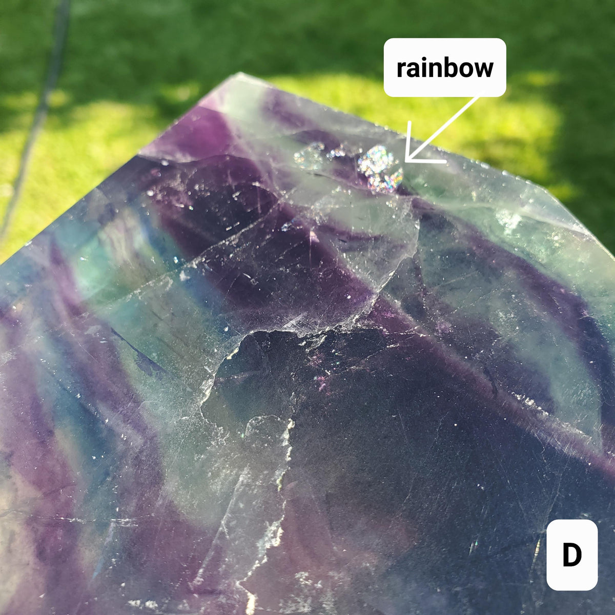 Rainbow Fluorite Slab & Charging Plate with Light - Mental Concentration, Energetic Protection, Positivity - Raw Edge Crystal Display Stand