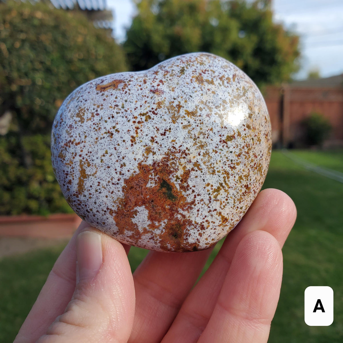 Chunky Ocean Jasper Heart - Strength, Renewal, Calming, Stabilizes Your Aura - Jasper Crystal Hearts Healing Crystals Gemstones