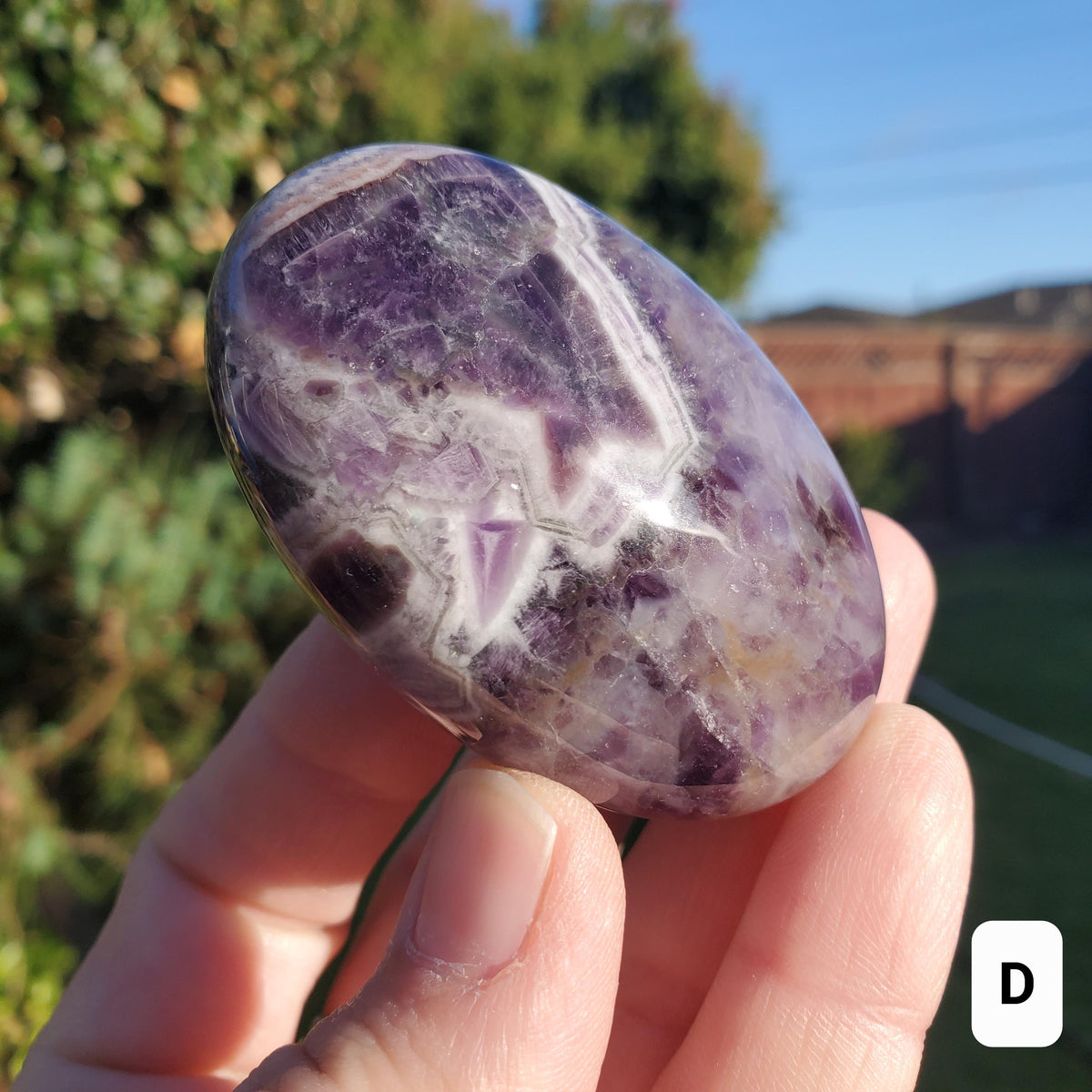 Dream Amethyst Crystal Palm Stone - Calming, Energetic Protection, Positivity, Spiritual Connection - Purple Amethyst Palm Crystal Gemstone