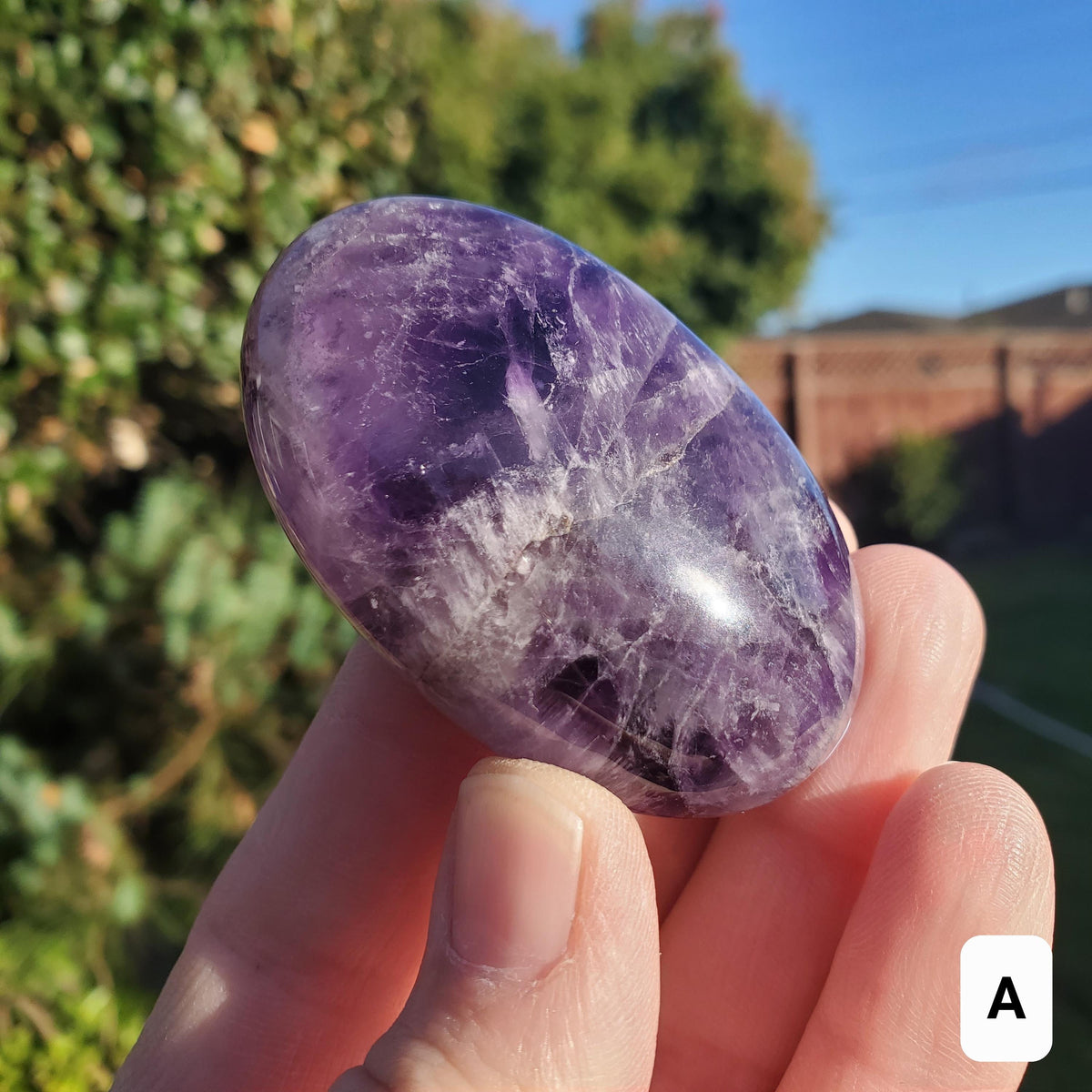 Dream Amethyst Crystal Palm Stone - Calming, Energetic Protection, Positivity, Spiritual Connection - Purple Amethyst Palm Crystal Gemstone