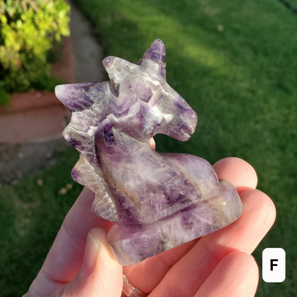 Small Dream Amethyst Unicorn - Calming, Energetic Protection, Positivity, Divine Love - Purple Amethyst Crystal Unicorn Healing Gemstones