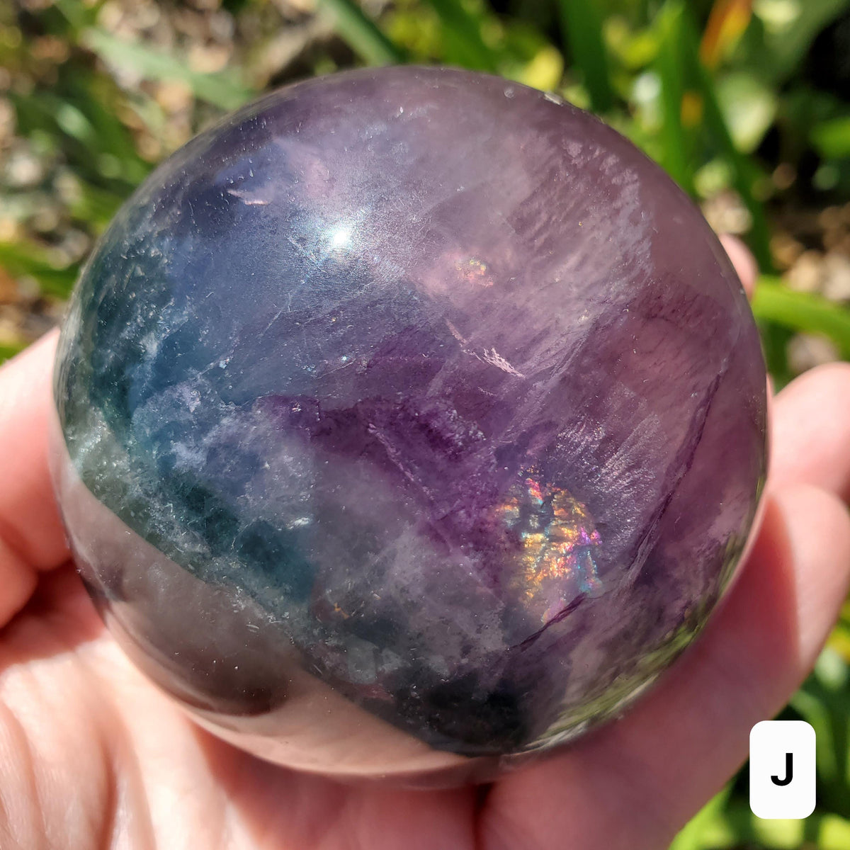 Flashy Rainbow Fluorite Spheres - Stability, Concentration, Protection - Fluorite Healing Balancing Crystals Gemstones Crystal Ball