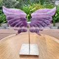 Rainbow Fluorite Butterfly Wings on Stand - Mental Clarity, Stability, Concentration, Energetic Protection - Fluorite Crystal Wings
