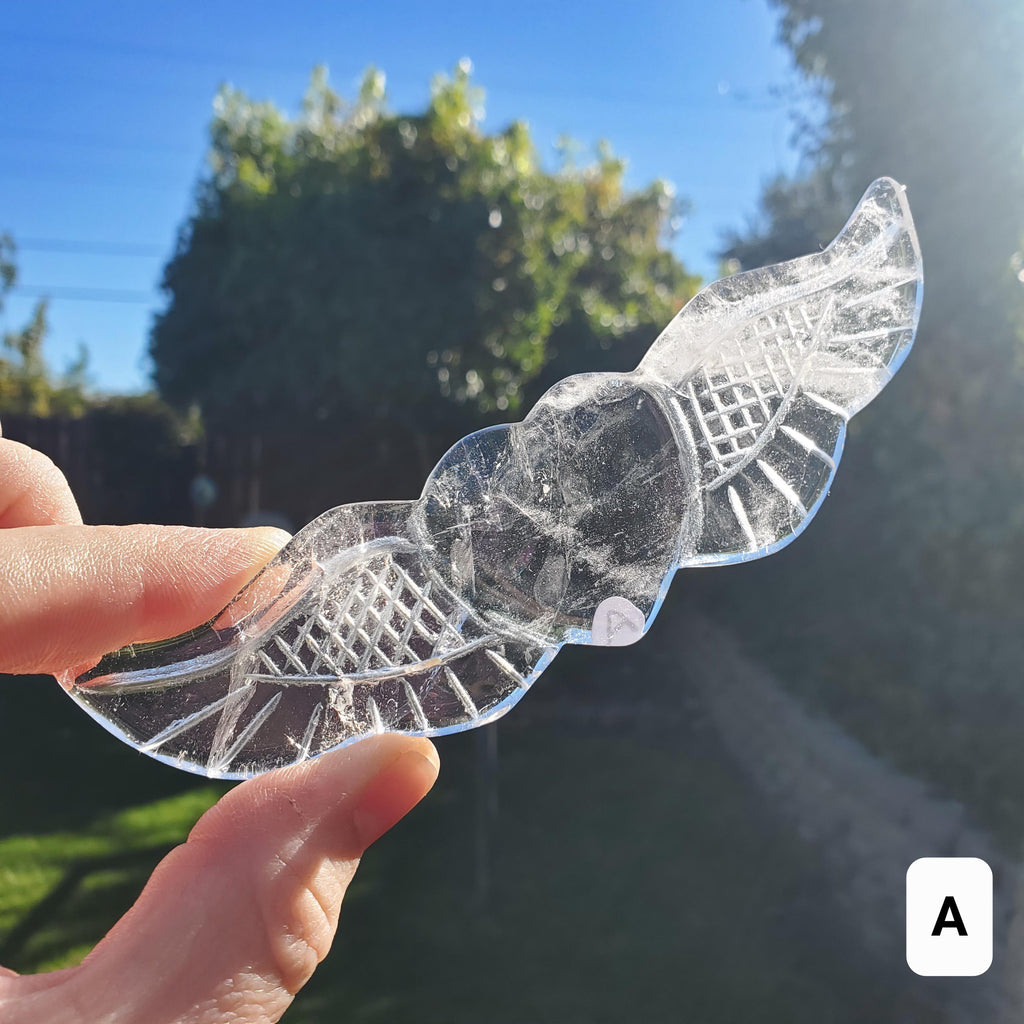 Quartz Heart Wings - Magnifies Intentions, Energizes Positive Energy, Transmutes Negativity - Clear Heart with Wings Crystal Healing Stone