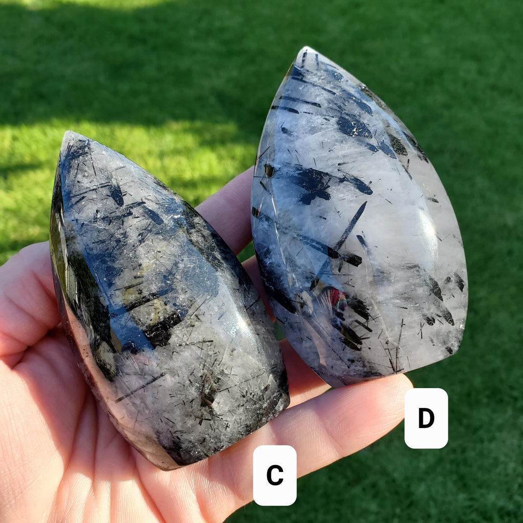 Tourmaline in Quartz Flames - Magnification, Clarity, EMF Protection - Tourmalinated Quartz Crystal Free Form Healing Gemstones