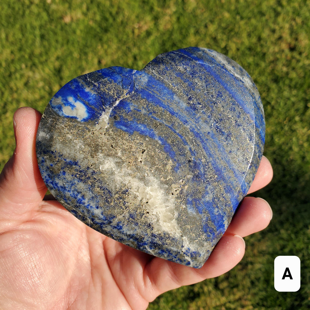 Lapis Lazuli Heart on Stand - Speak Your Truth, Communication, Personal Power - Lapiz Lazuli Crystal Heart Healing Gemstone