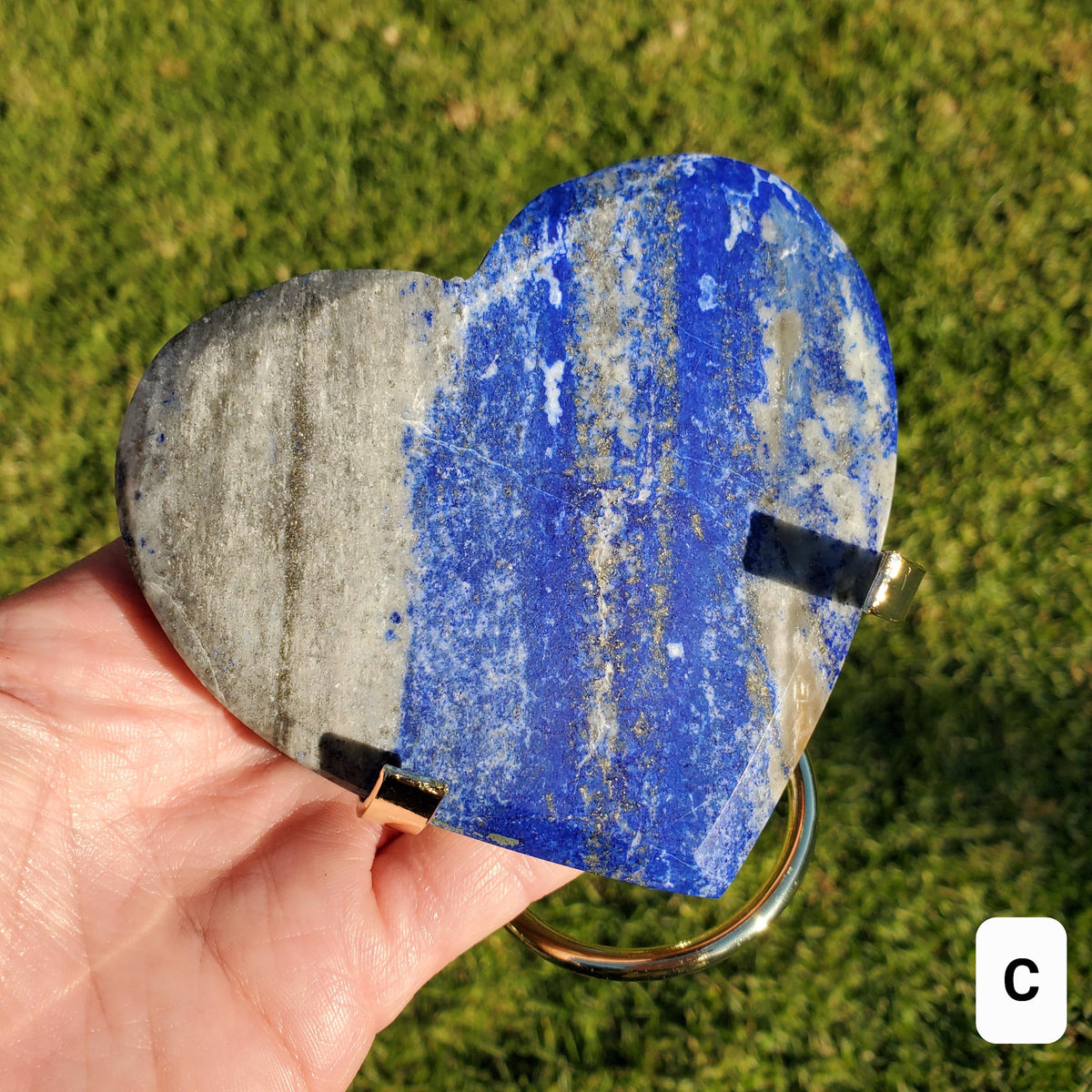 Lapis Lazuli Heart on Stand - Speak Your Truth, Communication, Personal Power - Lapiz Lazuli Crystal Heart Healing Gemstone