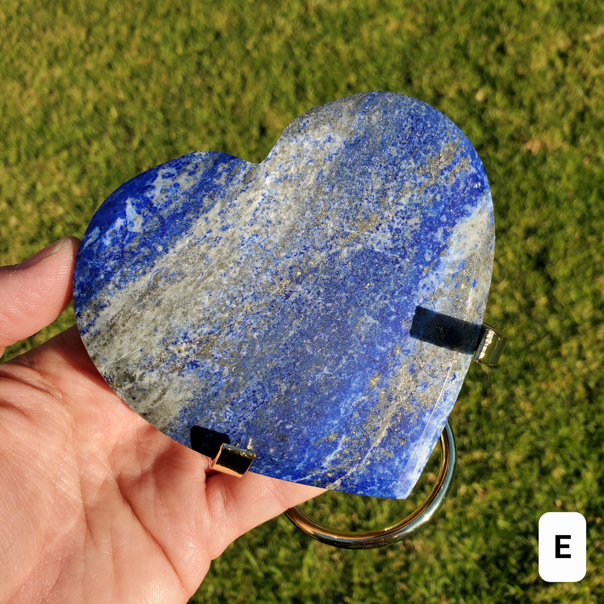 Lapis Lazuli Heart on Stand - Speak Your Truth, Communication, Personal Power - Lapiz Lazuli Crystal Heart Healing Gemstone