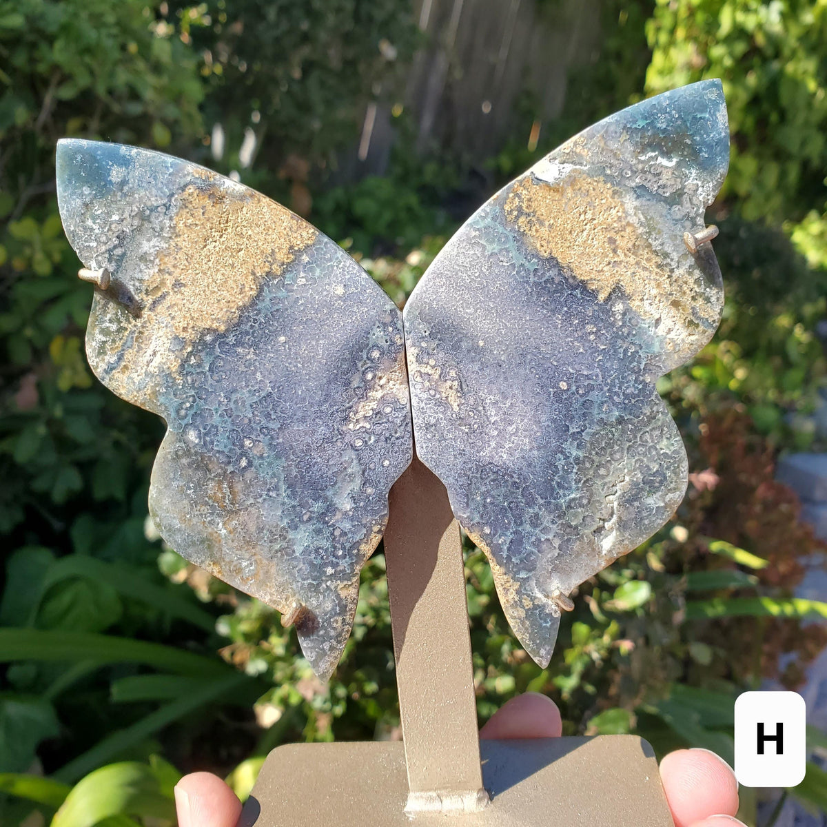 Grape Agate Butterfly on Stand - Psychic Protection, Dreams, Intuition - Purple Butterfly Crystal Healing Gemstones Decor