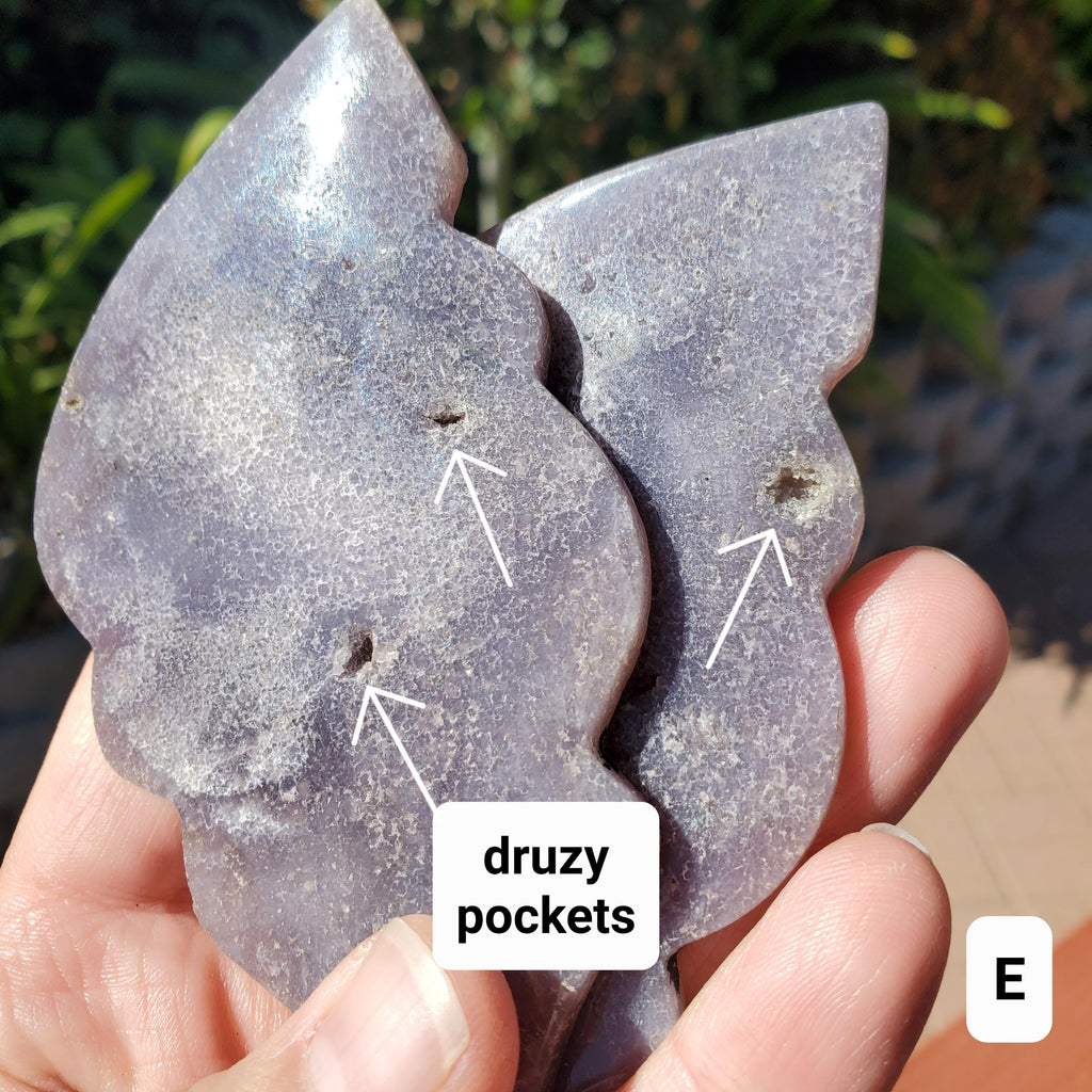 Grape Agate Butterfly on Stand - Psychic Protection, Dreams, Intuition - Purple Butterfly Crystal Healing Gemstones Decor