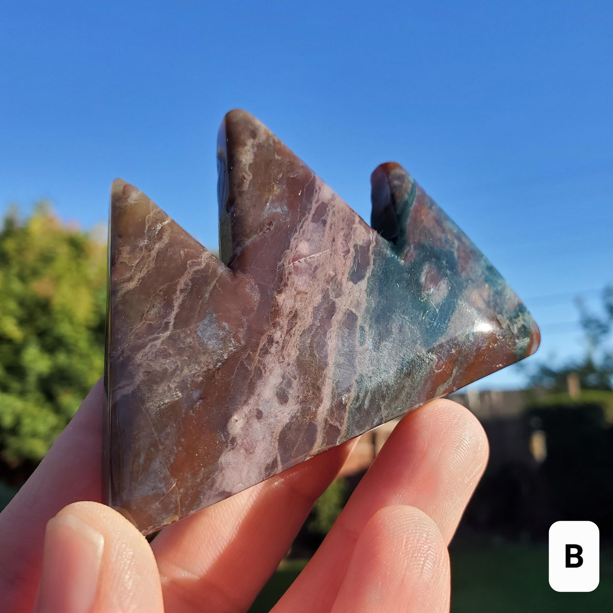 Ocean Jasper Mountain Carving - Strength, Renewal, Tranquility - Jasper Crystal Mountain Range Healing Crystals Gemstones