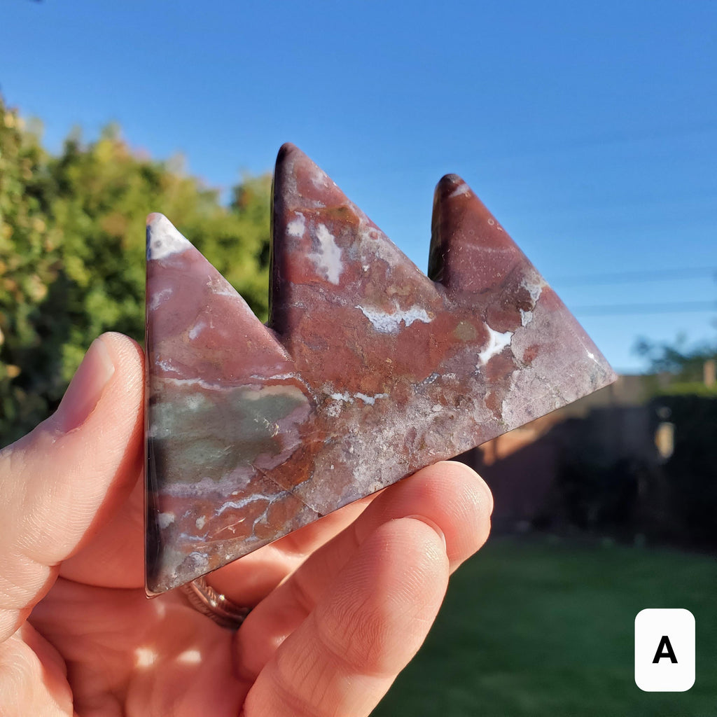 Ocean Jasper Mountain Carving - Strength, Renewal, Tranquility - Jasper Crystal Mountain Range Healing Crystals Gemstones