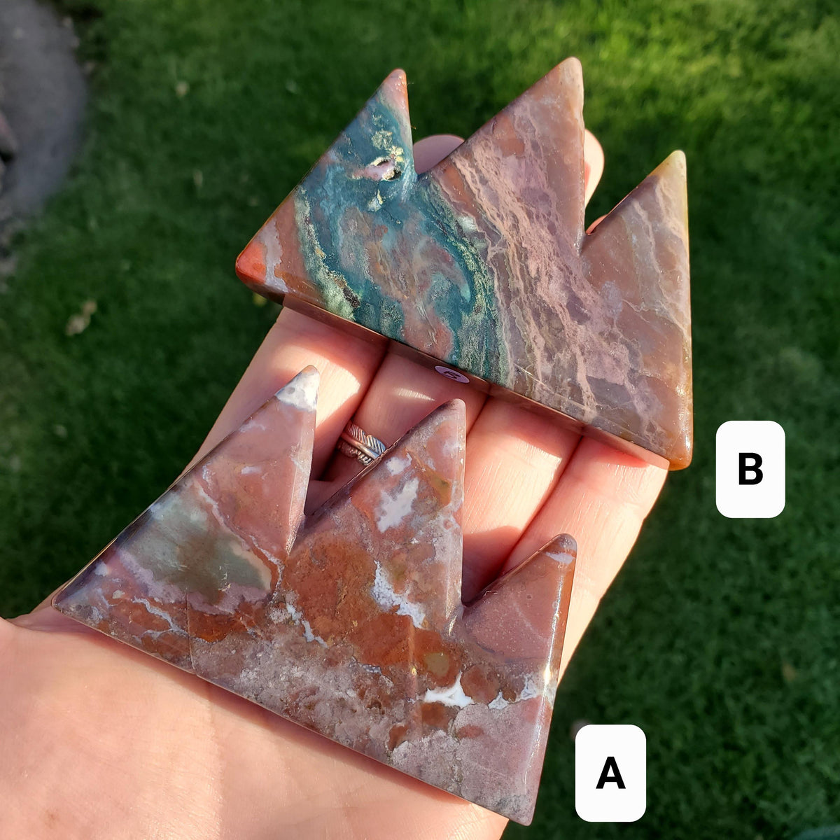 Ocean Jasper Mountain Carving - Strength, Renewal, Tranquility - Jasper Crystal Mountain Range Healing Crystals Gemstones