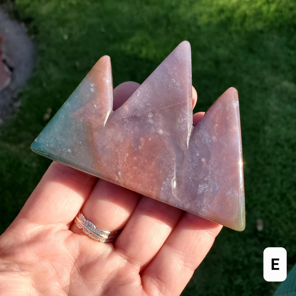 Ocean Jasper Mountain Carving - Strength, Renewal, Tranquility - Jasper Crystal Mountain Range Healing Crystals Gemstones