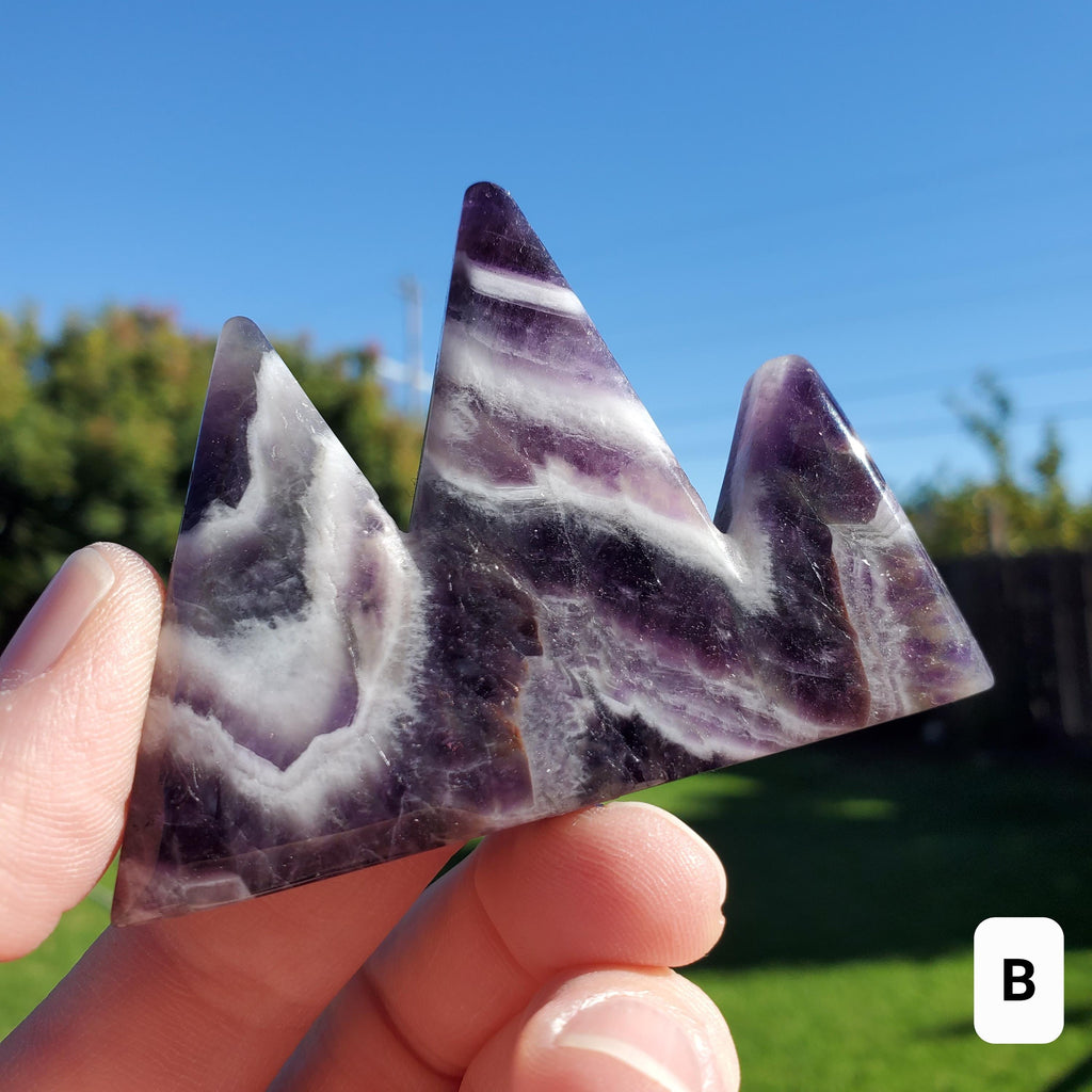 Dream Amethyst Mountain Carving - Calming, Energetic Protection, Positivity, Divine Love - Purple Amethyst Crystal Scenic Landscape Gem