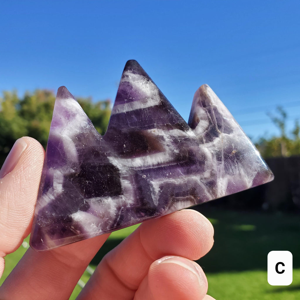 Dream Amethyst Mountain Carving - Calming, Energetic Protection, Positivity, Divine Love - Purple Amethyst Crystal Scenic Landscape Gem