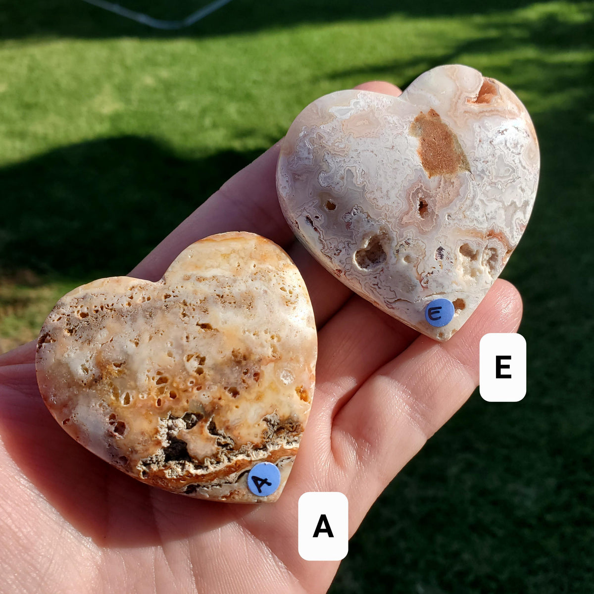Cute Pink Lace Agate Heart with Druzy - Balance Physical, Mental, Emotional - Pink Agate Crystal Heart Carving
