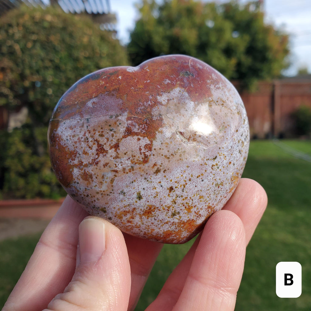 Chunky Ocean Jasper Heart - Strength, Renewal, Calming, Stabilizes Your Aura - Jasper Crystal Hearts Healing Crystals Gemstones