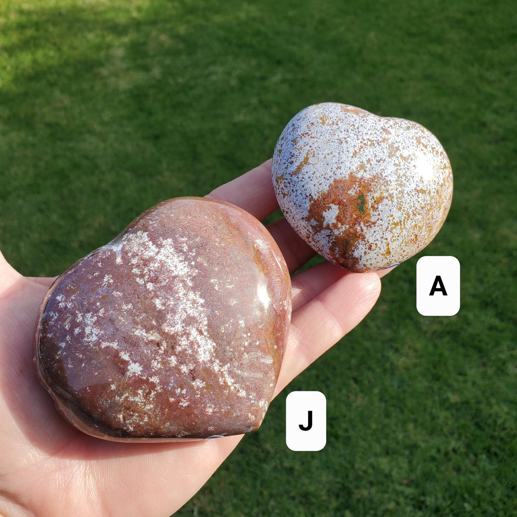 Chunky Ocean Jasper Heart - Strength, Renewal, Calming, Stabilizes Your Aura - Jasper Crystal Hearts Healing Crystals Gemstones