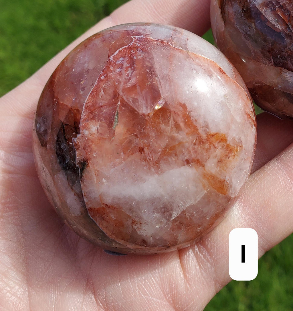 Fire Quartz Palm - Energizing, Motivation, Vitality, Reflection, Renewal - Quartz Crystal Palmstone Healing For Meditation, Energy Work