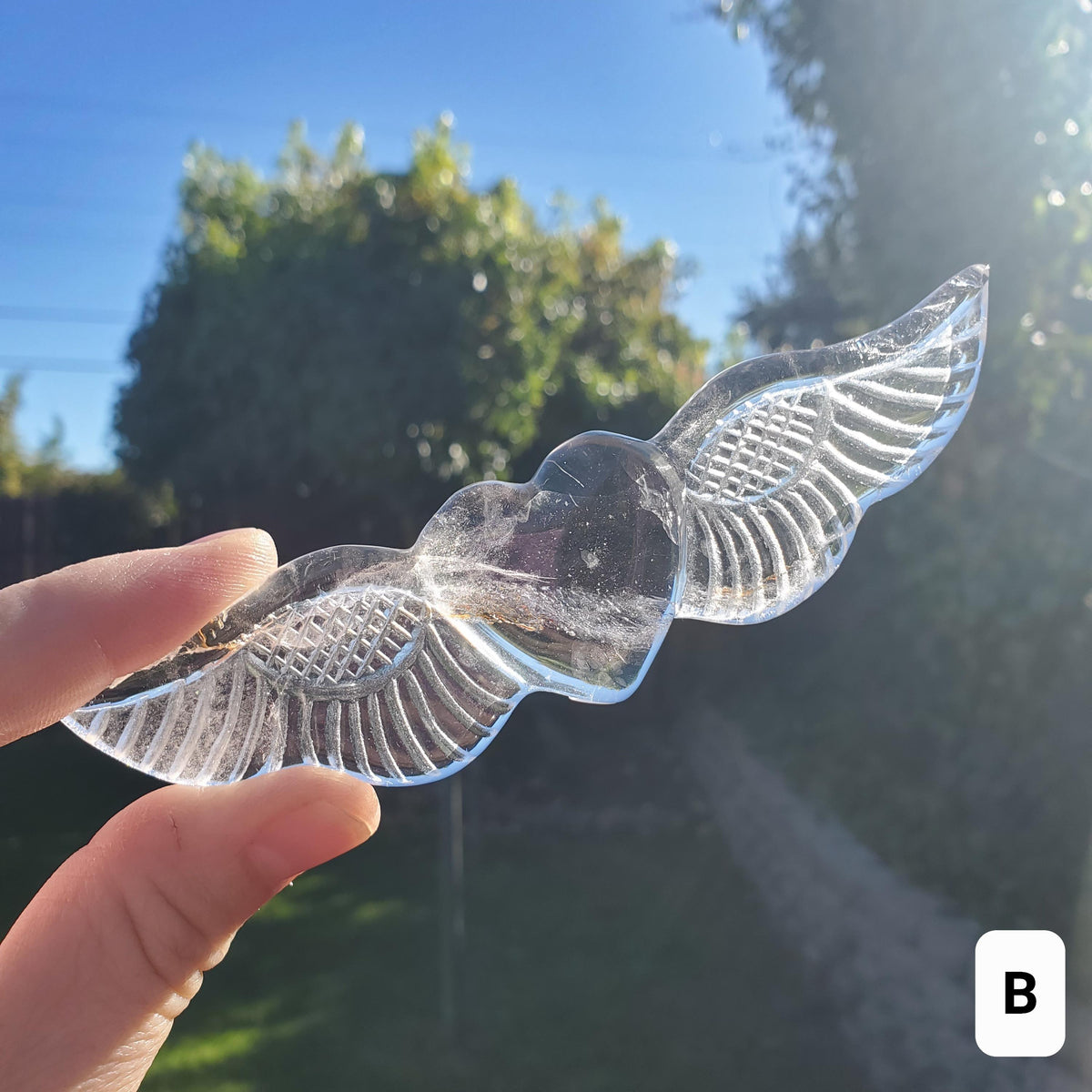 Quartz Heart Wings - Magnifies Intentions, Energizes Positive Energy, Transmutes Negativity - Clear Heart with Wings Crystal Healing Stone