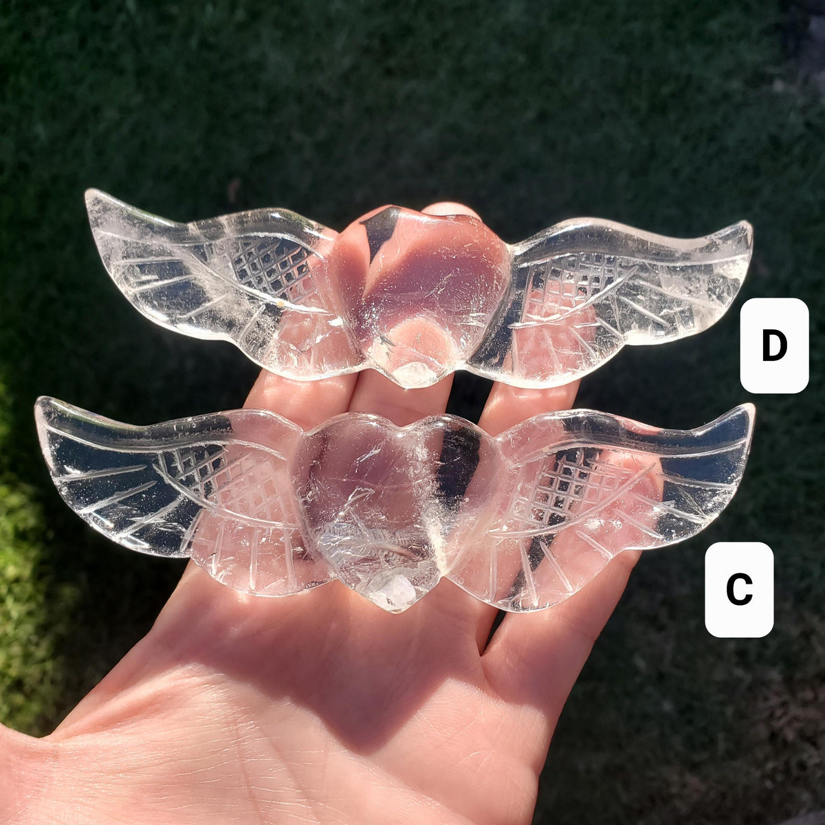 Quartz Heart Wings - Magnifies Intentions, Energizes Positive Energy, Transmutes Negativity - Clear Heart with Wings Crystal Healing Stone
