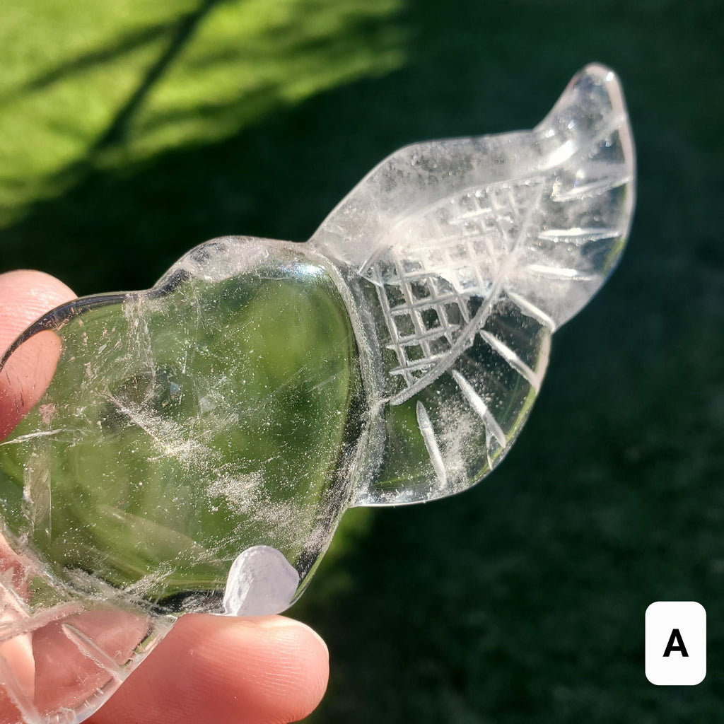 Quartz Heart Wings - Magnifies Intentions, Energizes Positive Energy, Transmutes Negativity - Clear Heart with Wings Crystal Healing Stone