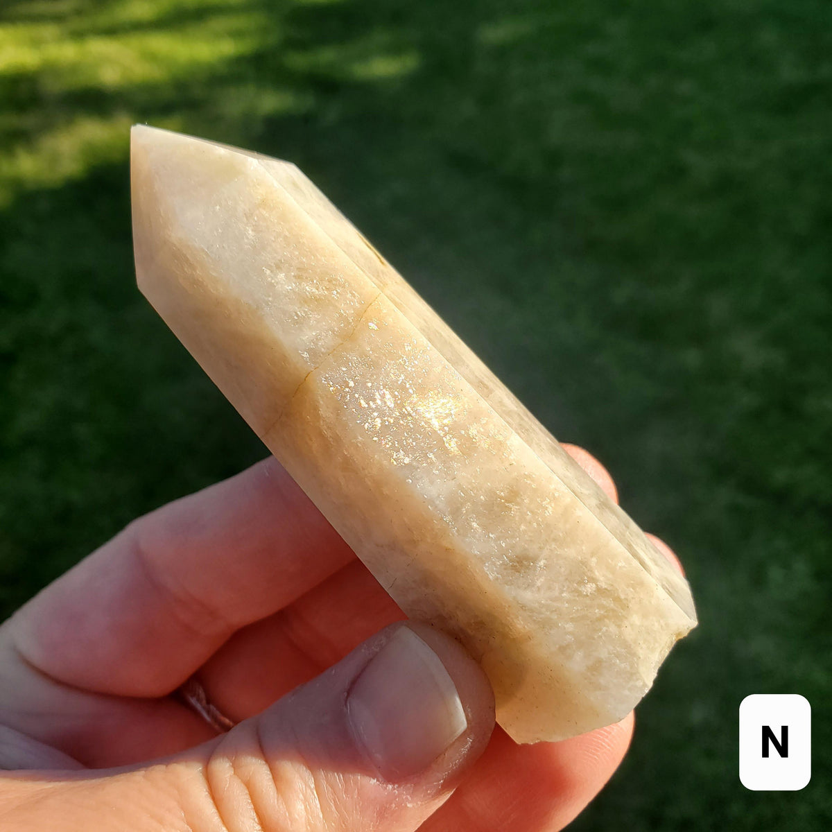 Gold Flash Moonstone Tower - Uplifting, Feminine Energy, Empowering - Flashy Moonstone Crystal Healing Point Gemstone