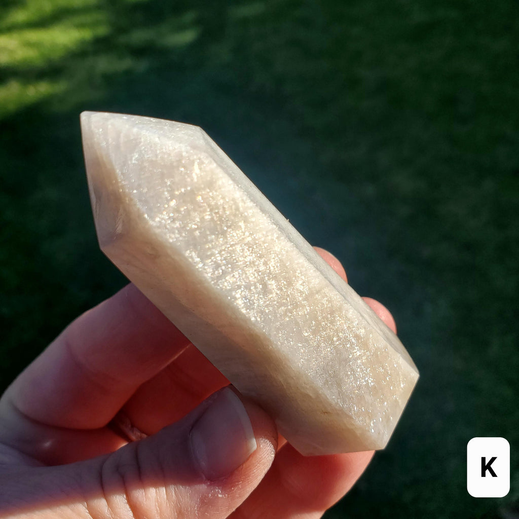 Gold Flash Moonstone Tower - Uplifting, Feminine Energy, Empowering - Flashy Moonstone Crystal Healing Point Gemstone