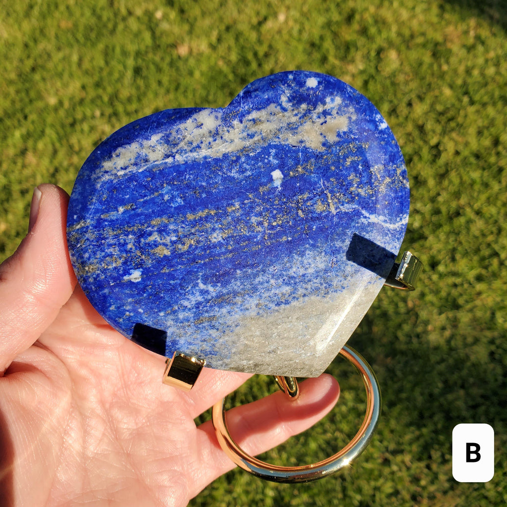 Lapis Lazuli Heart on Stand - Speak Your Truth, Communication, Personal Power - Lapiz Lazuli Crystal Heart Healing Gemstone