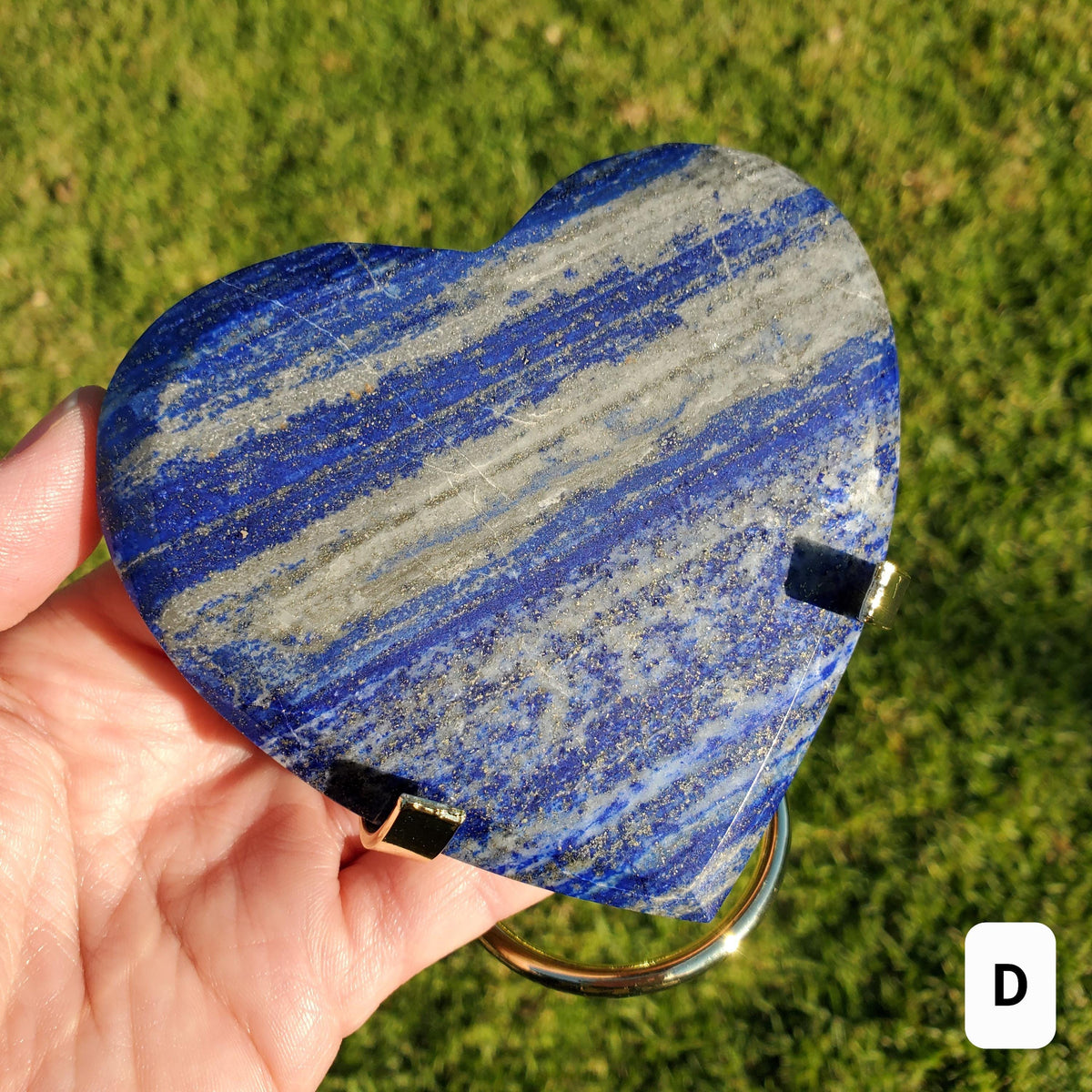 Lapis Lazuli Heart on Stand - Speak Your Truth, Communication, Personal Power - Lapiz Lazuli Crystal Heart Healing Gemstone