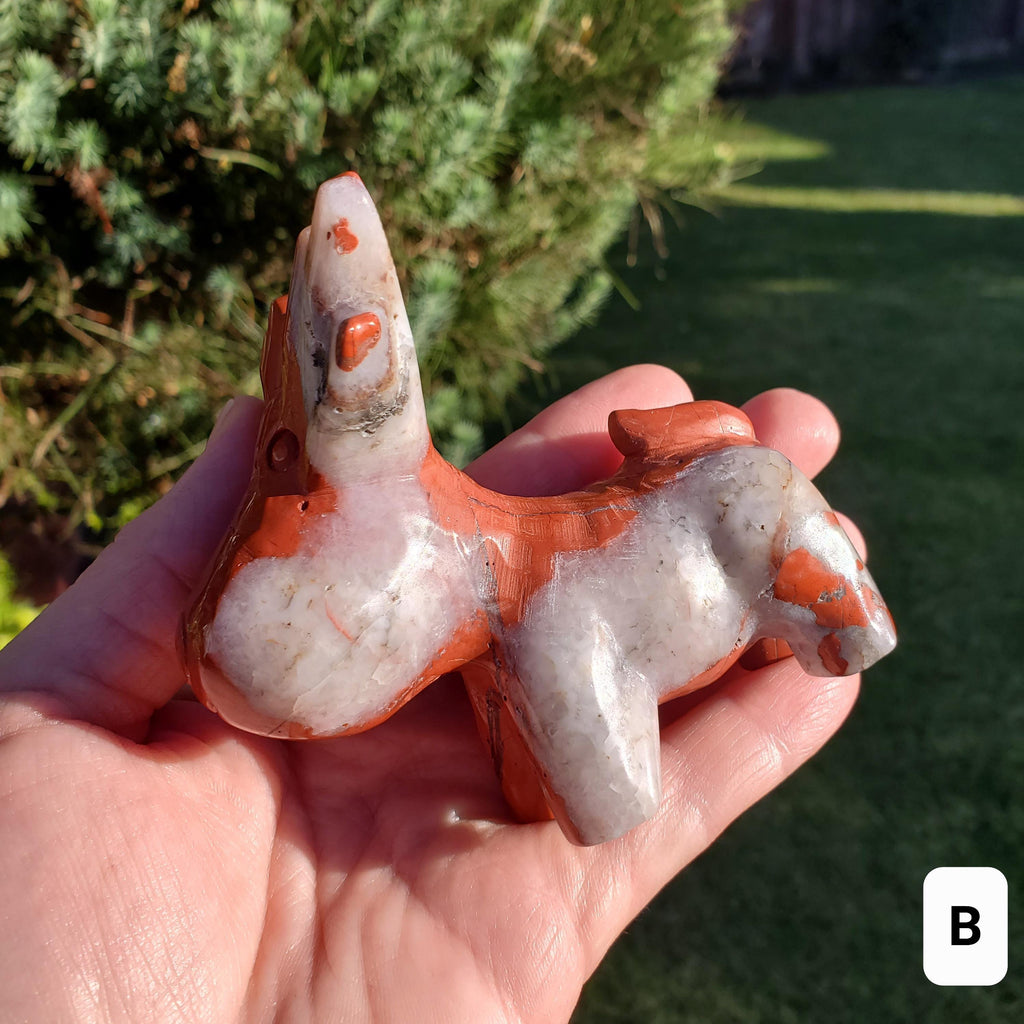Red Jasper Reindeer - Cellular Healing, Creativity, Reflection, Patience - Red Reindeer Rudolf Carving Statue Crystal Stone Holiday Decor