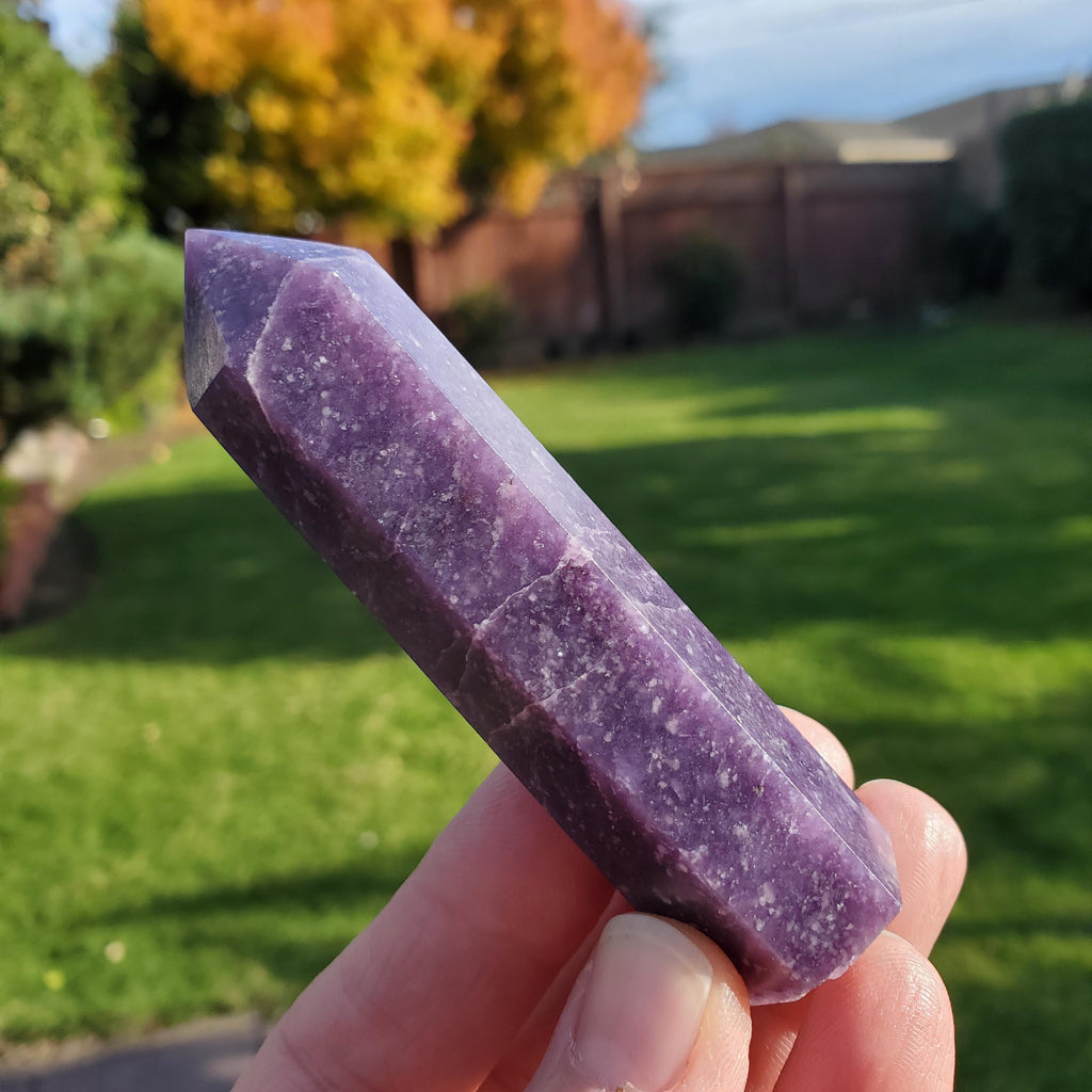 Lepidolite Tower - Helps You Through Change, Anti-Anxiety, Calming, Relaxing - Purple Point Lepidolite Healing Stone