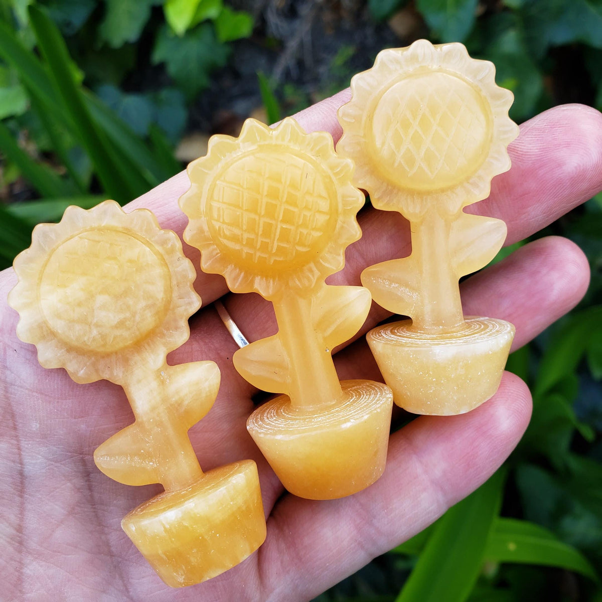 Small Orange Calcite Sunflower - Confidence, Self-Esteem, Creative & Sexual Energy - 2.25" Standing Crystal Sunflower Healing Gemstones