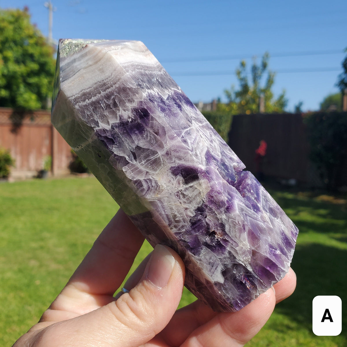 Chunky Dream Amethyst Tower - Calming, Energetic Protection, Positivity, Divine Love - Purple Amethyst Generator Crystal Healing Gemstones