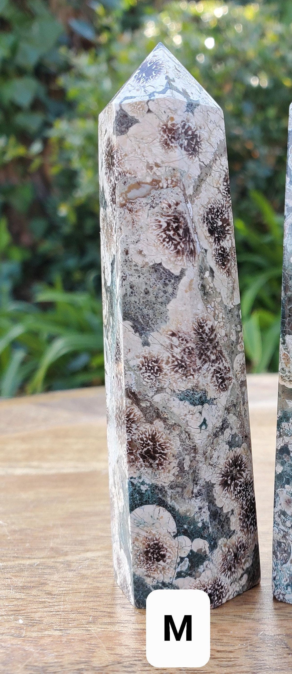 Russian Flower Agate Tower - Gentle, Nourishing, Growth - Green Flower Agate Crystal Point Generator Healing Crystals Gemstones