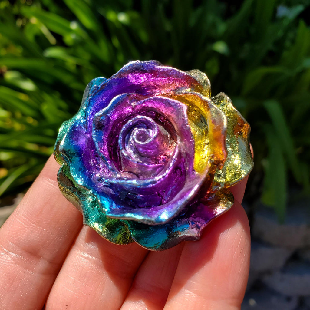Bismuth Flower - Togetherness, Helps Bond Relationships, Strengthens Visualizations - Carved Flower Healing Gemstone