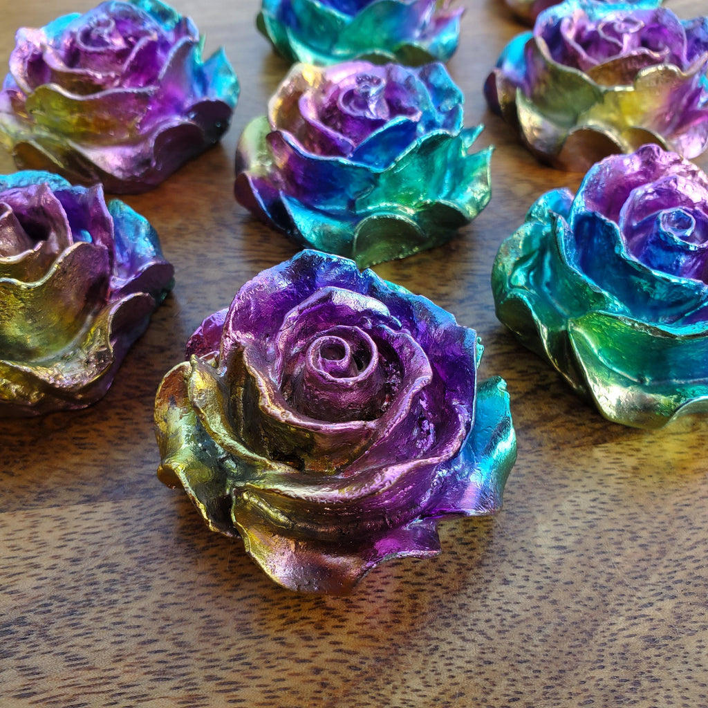 Bismuth Flower - Togetherness, Helps Bond Relationships, Strengthens Visualizations - Carved Flower Healing Gemstone