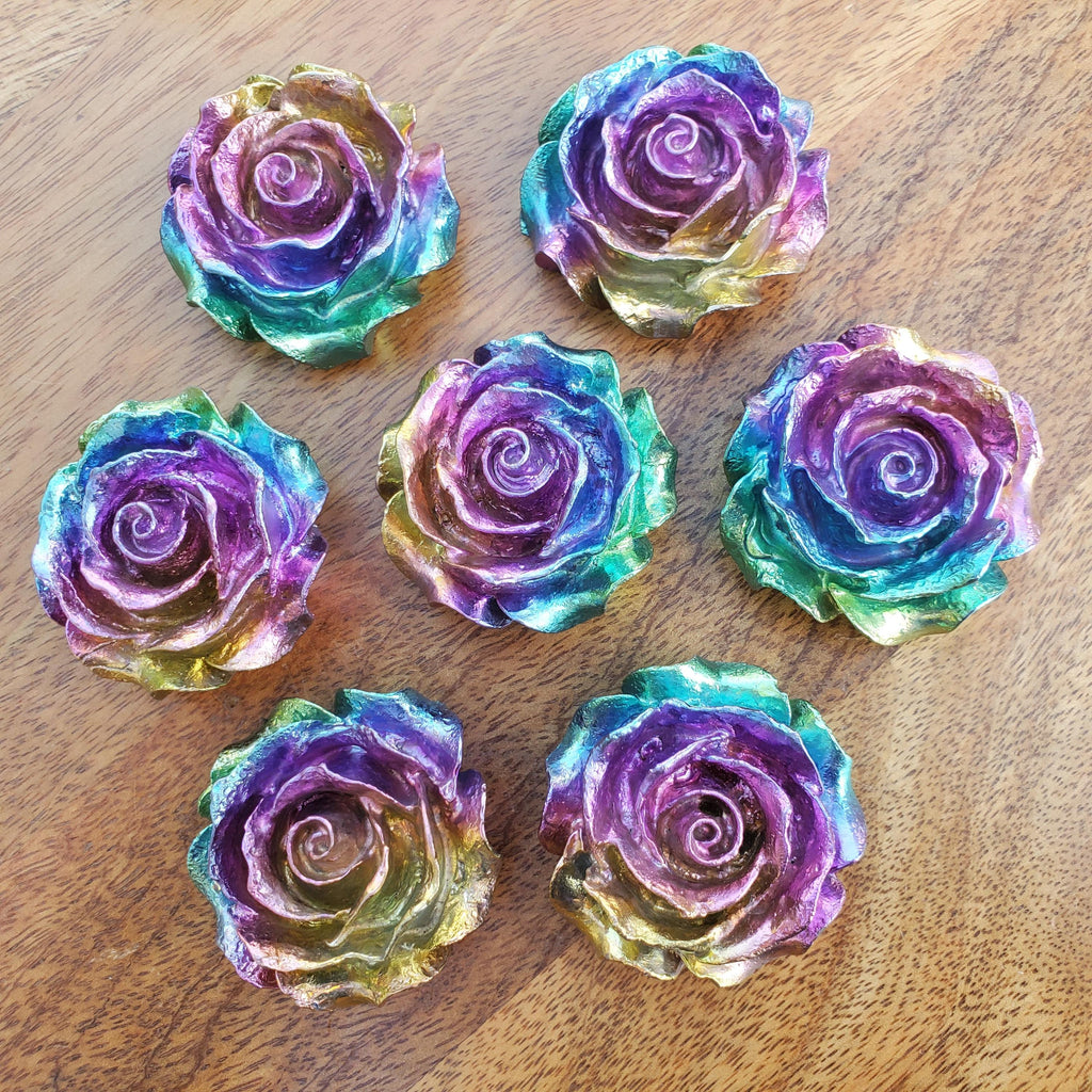 Bismuth Flower - Togetherness, Helps Bond Relationships, Strengthens Visualizations - Carved Flower Healing Gemstone