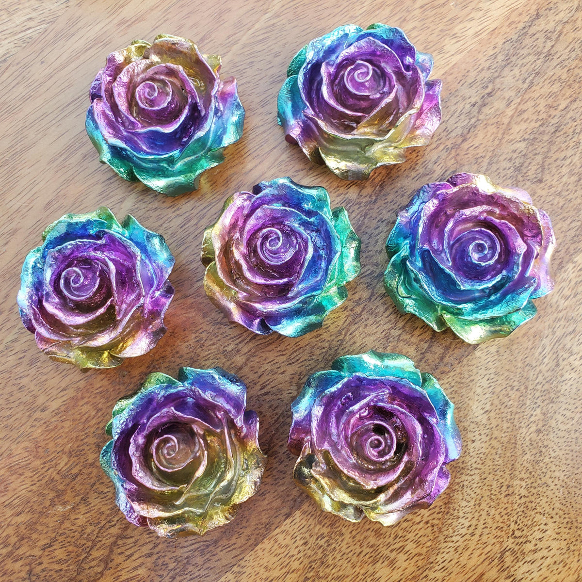 Bismuth Flower - Togetherness, Helps Bond Relationships, Strengthens Visualizations - Carved Flower Healing Gemstone