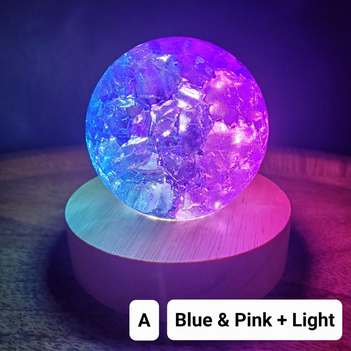 Two Tone Crackle Sphere Accent Lamp - Light Reflecting One of a Kind Crystal Ball - 2.3" Aura Crystal Glass Ball Home Decor Mood Light