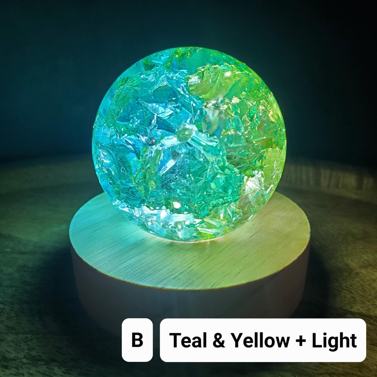 Two Tone Crackle Sphere Accent Lamp - Light Reflecting One of a Kind Crystal Ball - 2.3" Aura Crystal Glass Ball Home Decor Mood Light