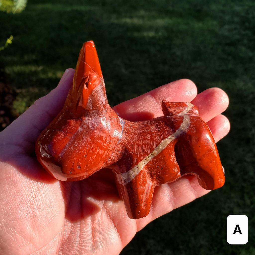 Red Jasper Reindeer - Cellular Healing, Creativity, Reflection, Patience - Red Reindeer Rudolf Carving Statue Crystal Stone Holiday Decor
