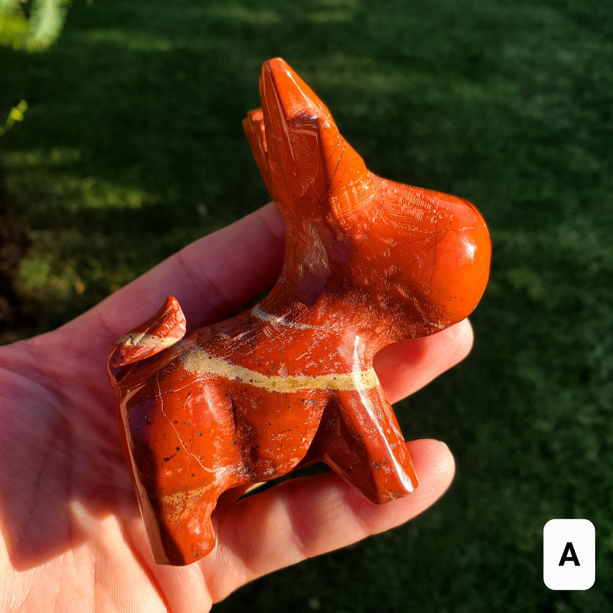 Red Jasper Reindeer - Cellular Healing, Creativity, Reflection, Patience - Red Reindeer Rudolf Carving Statue Crystal Stone Holiday Decor