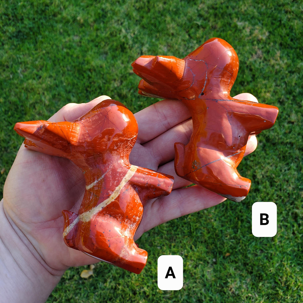 Red Jasper Reindeer - Cellular Healing, Creativity, Reflection, Patience - Red Reindeer Rudolf Carving Statue Crystal Stone Holiday Decor
