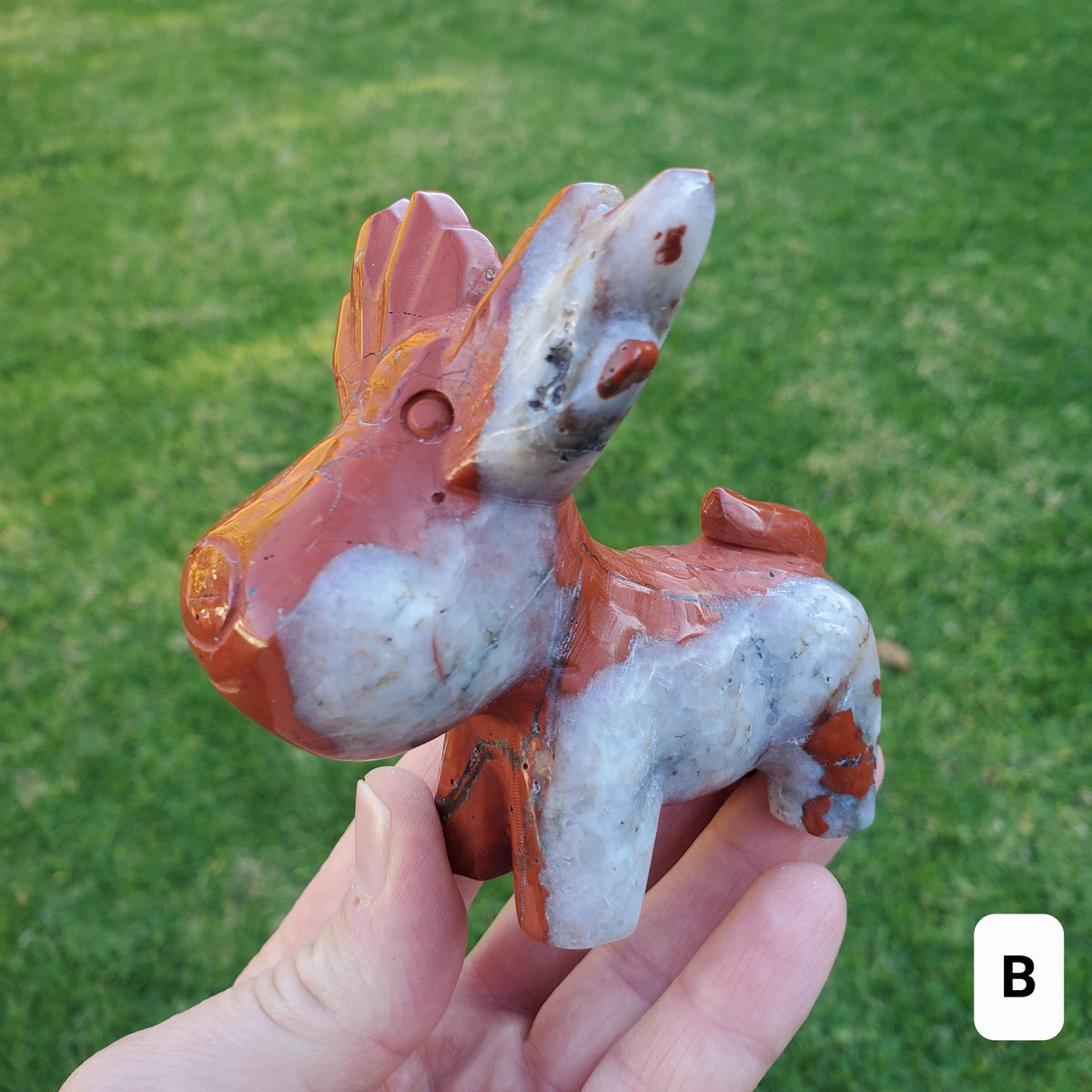 Red Jasper Reindeer - Cellular Healing, Creativity, Reflection, Patience - Red Reindeer Rudolf Carving Statue Crystal Stone Holiday Decor