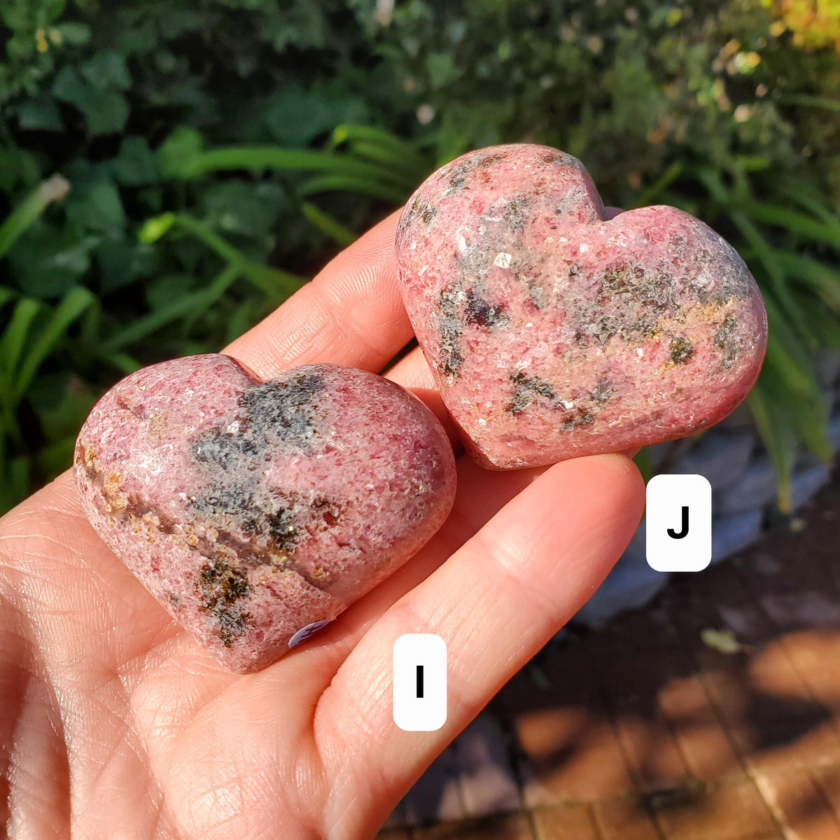 Cute Rhodonite Heart - Self Love, Balance, Joy, Happiness - Pink and Black Crystal Heart Healing Crystals Gemstones