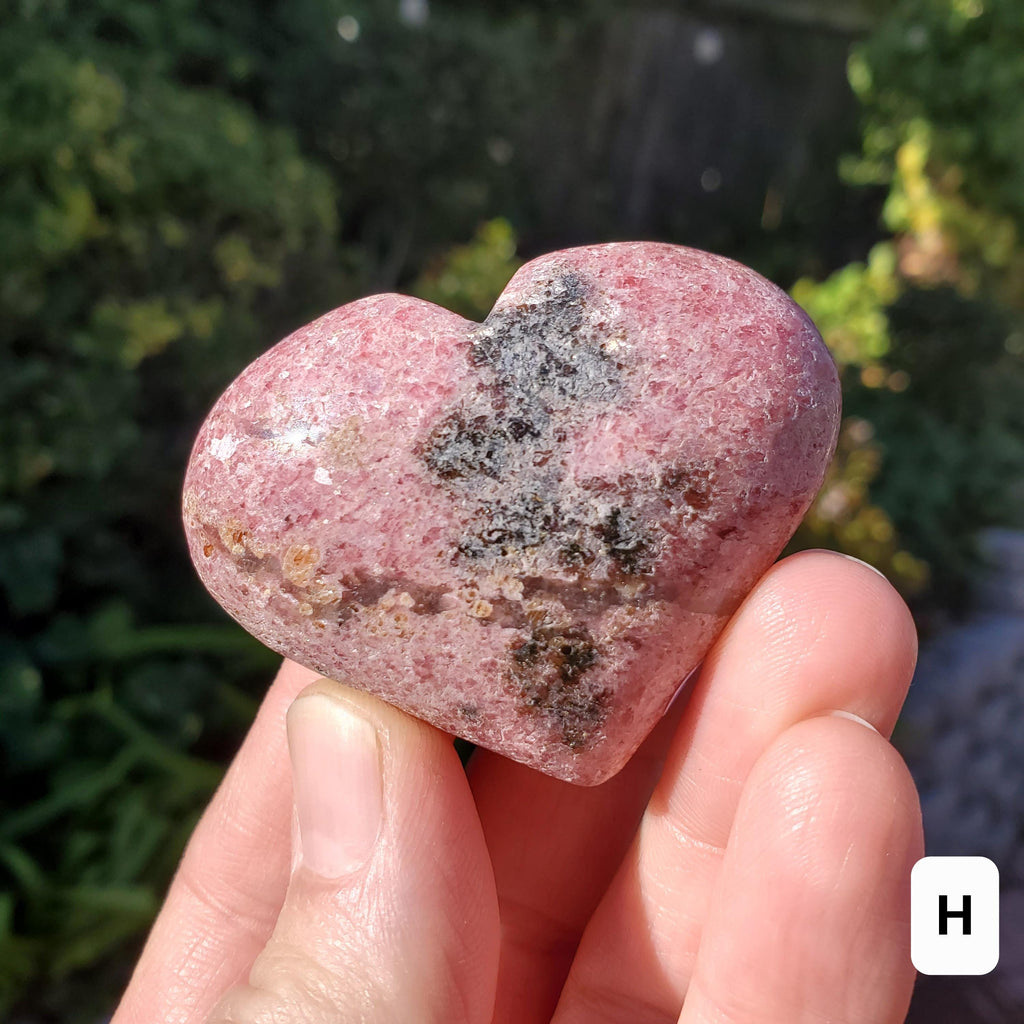 Cute Rhodonite Heart - Self Love, Balance, Joy, Happiness - Pink and Black Crystal Heart Healing Crystals Gemstones
